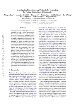 Investigating Crowdsourcing Protocols for Evaluating the Factual
  Consistency of Summaries