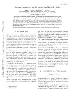 Topology, Convergence, and Reconstruction of Predictive States