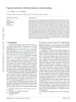 Capsule networks with non-iterative cluster routing