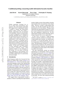 Conditional probing: measuring usable information beyond a baseline