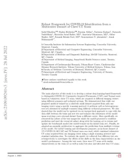 Robust Framework for COVID-19 Identification from a Multicenter Dataset
  of Chest CT Scans