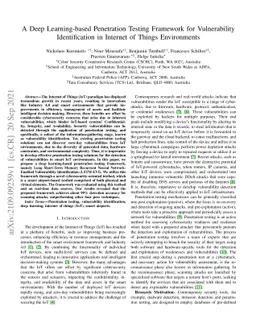A Deep Learning-based Penetration Testing Framework for Vulnerability
  Identification in Internet of Things Environments
