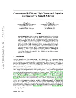 Computationally Efficient High-Dimensional Bayesian Optimization via
  Variable Selection