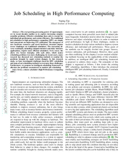 Job Scheduling in High Performance Computing