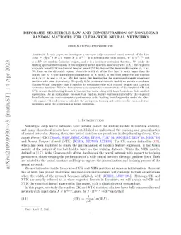 Deformed semicircle law and concentration of nonlinear random matrices
  for ultra-wide neural networks