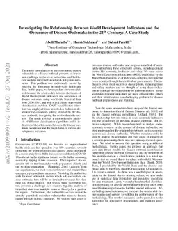 Investigating the Relationship Between World Development Indicators and
  the Occurrence of Disease Outbreaks in the 21st Century: A Case Study