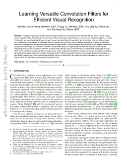 Learning Versatile Convolution Filters for Efficient Visual Recognition