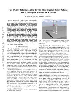 Fast Online Optimization for Terrain-Blind Bipedal Robot Walking with a
  Decoupled Actuated SLIP Model