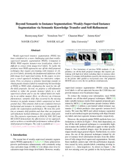 Beyond Semantic to Instance Segmentation: Weakly-Supervised Instance
  Segmentation via Semantic Knowledge Transfer and Self-Refinement