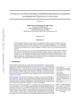 A Survey of Text Games for Reinforcement Learning informed by Natural
  Language