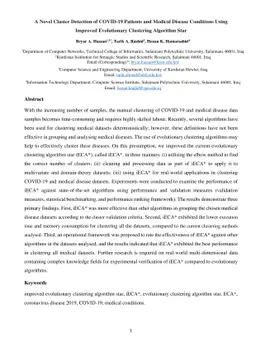 A Novel Cluster Detection of COVID-19 Patients and Medical Disease
  Conditions Using Improved Evolutionary Clustering Algorithm Star