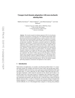 Unsupervised domain adaptation with non-stochastic missing data