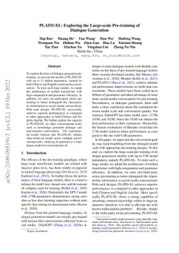 PLATO-XL: Exploring the Large-scale Pre-training of Dialogue Generation