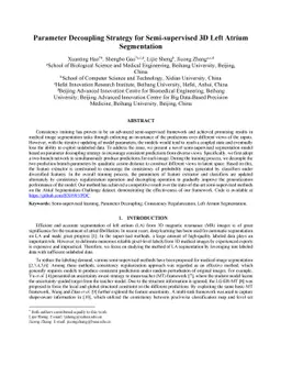 Parameter Decoupling Strategy for Semi-supervised 3D Left Atrium
  Segmentation