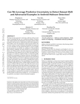 Can We Leverage Predictive Uncertainty to Detect Dataset Shift and
  Adversarial Examples in Android Malware Detection?