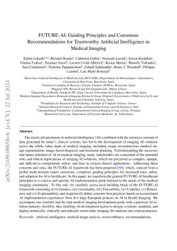 FUTURE-AI: Guiding Principles and Consensus Recommendations for
  Trustworthy Artificial Intelligence in Medical Imaging
