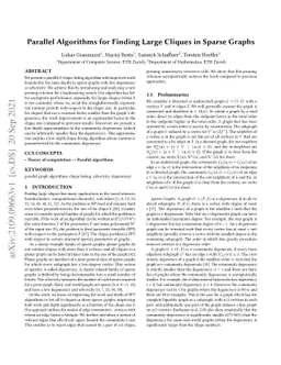Parallel Algorithms for Finding Large Cliques in Sparse Graphs