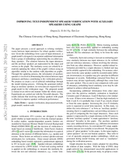 Improving Text-Independent Speaker Verification with Auxiliary Speakers
  Using Graph