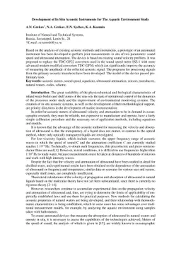 Development of In Situ Acoustic Instruments for The Aquatic Environment
  Study