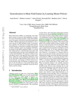 Generalization in Mean Field Games by Learning Master Policies