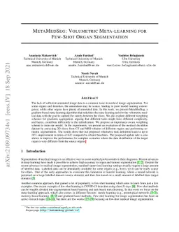 MetaMedSeg: Volumetric Meta-learning for Few-Shot Organ Segmentation