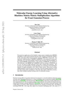 Molecular Energy Learning Using Alternative Blackbox Matrix-Matrix
  Multiplication Algorithm for Exact Gaussian Process