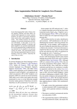 Data Augmentation Methods for Anaphoric Zero Pronouns