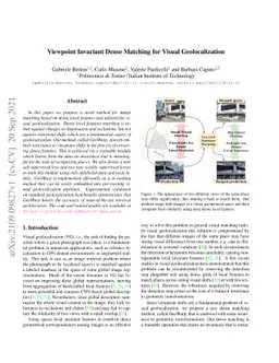 Viewpoint Invariant Dense Matching for Visual Geolocalization
