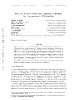 SMAC3: A Versatile Bayesian Optimization Package for Hyperparameter
  Optimization
