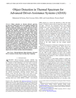 Object Detection in Thermal Spectrum for Advanced Driver-Assistance
  Systems (ADAS)