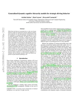 Generalized dynamic cognitive hierarchy models for strategic driving
  behavior