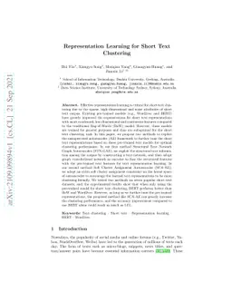 Representation Learning for Short Text Clustering