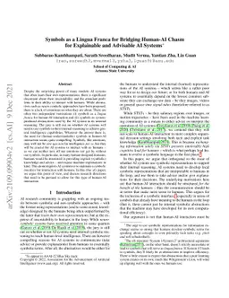 Symbols as a Lingua Franca for Bridging Human-AI Chasm for Explainable
  and Advisable AI Systems