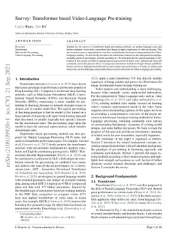 Survey: Transformer based Video-Language Pre-training