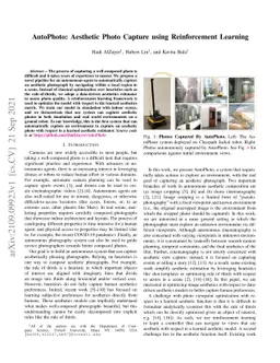 AutoPhoto: Aesthetic Photo Capture using Reinforcement Learning