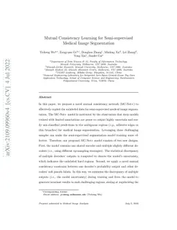 Mutual Consistency Learning for Semi-supervised Medical Image
  Segmentation