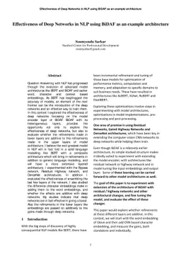 Effectiveness of Deep Networks in NLP using BiDAF as an example
  architecture