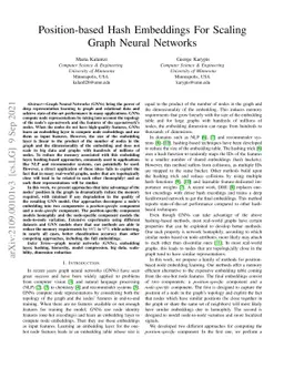 Position-based Hash Embeddings For Scaling Graph Neural Networks