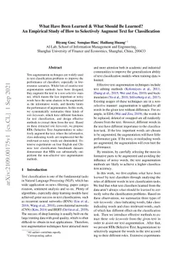 What Have Been Learned & What Should Be Learned? An Empirical Study of
  How to Selectively Augment Text for Classification