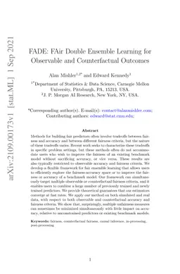 FADE: FAir Double Ensemble Learning for Observable and Counterfactual
  Outcomes