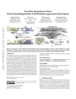 You Only Hypothesize Once: Point Cloud Registration with
  Rotation-equivariant Descriptors