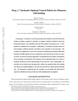 Deep $\mathcal{L}^1$ Stochastic Optimal Control Policies for Planetary
  Soft-landing