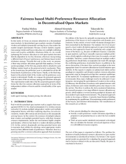 Fairness based Multi-Preference Resource Allocation in Decentralised
  Open Markets
