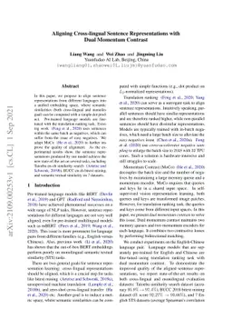 Aligning Cross-lingual Sentence Representations with Dual Momentum
  Contrast