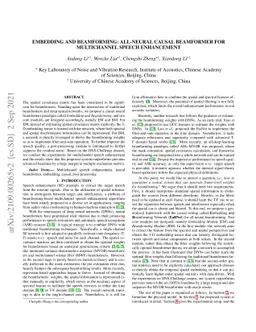 Embedding and Beamforming: All-neural Causal Beamformer for Multichannel
  Speech Enhancement