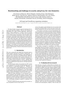 Benchmarking and challenges in security and privacy for voice biometrics