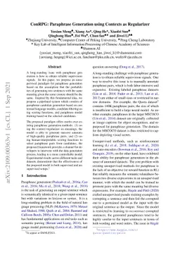 ConRPG: Paraphrase Generation using Contexts as Regularizer