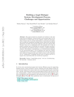 Building a Legal Dialogue System: Development Process, Challenges and
  Opportunities