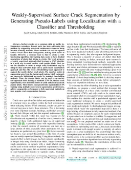 Weakly-Supervised Surface Crack Segmentation by Generating Pseudo-Labels
  using Localization with a Classifier and Thresholding