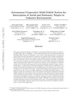 Autonomous Cooperative Multi-Vehicle System for Interception of Aerial
  and Stationary Targets in Unknown Environments